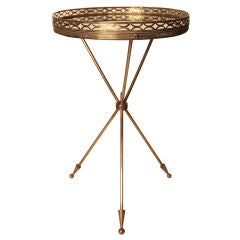 French Art Deco Period Brass and Glass Side Table