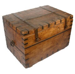 19TH CENTURY ANGLO INDIAN ROSEWOOD AND IRON STRAPPED CHEST