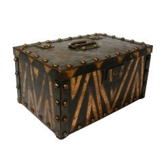 Antique AMERICAN ART DECO IRON 
COPPERPLATE STRONG BOX