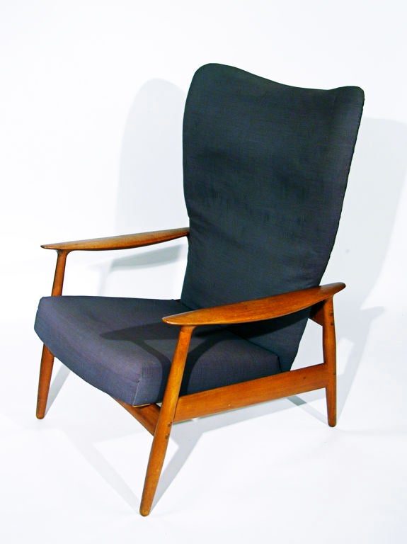 Mid-20th Century 1950's FLARED TALL BACK RECLINING ARMCHAIR WITH OTTOMAN by Dux