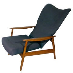 1950's FLARED TALL BACK RECLINING ARMCHAIR WITH OTTOMAN by Dux