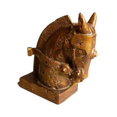 Italian 1970's Patinated Pottery Horse Head Sculpture