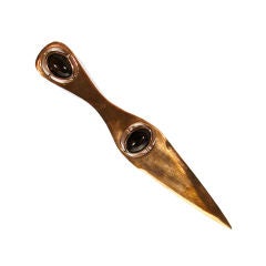 Mexican 1960's Copper & Quartz Letter Knife By Los Castillo