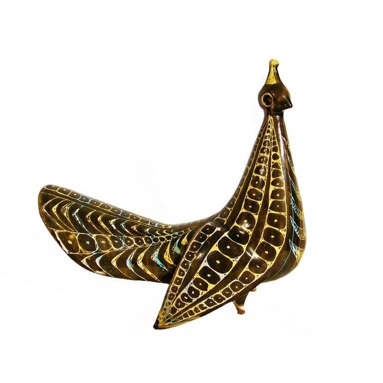 ENGLISH 1950'S GLAZED POTTERY BIRD By Margaret Hine For Sale