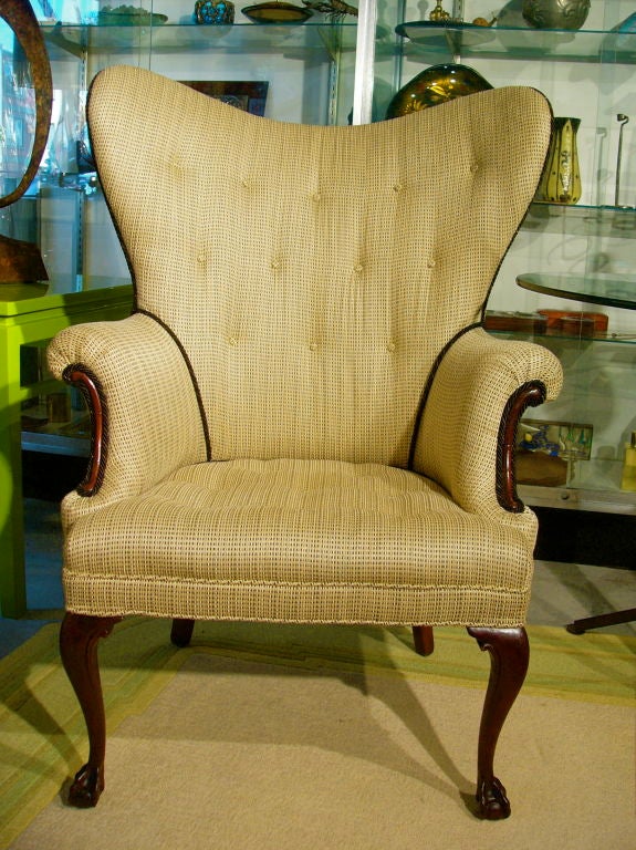 AMERICAN 1940'S MAHOGANY WINGBACK ARMCHAIRS