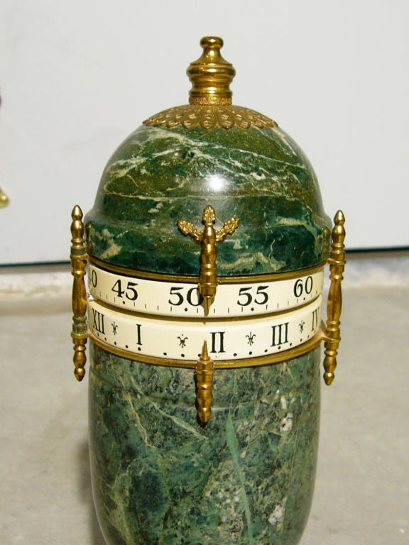 Unusual Vintage Italian Green Marble Desk Clock