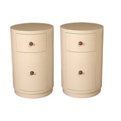 PAIR CUSTOM WHITE LACQUERED WOOD SIDE TABLES