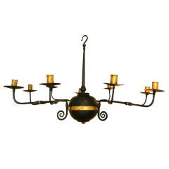 Swedish Mid Century Parcel Gilt Wrought Iron Chandelier