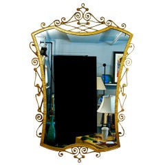 Italian Art Deco Gilt-iron Mirror By Pierluigi Colli