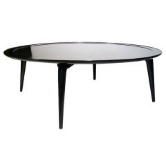 American 1950's Ebonized Mahigany Circular Table By Imperial