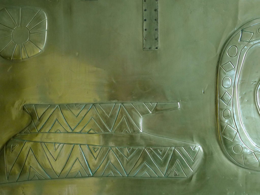 ITALIAN 1950'S BRASS PANEL 'BACCANALIA" by Emmanuele Luzzati