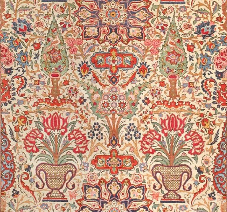 Hand-Knotted Antique Persian Dabir Kashan Carpet