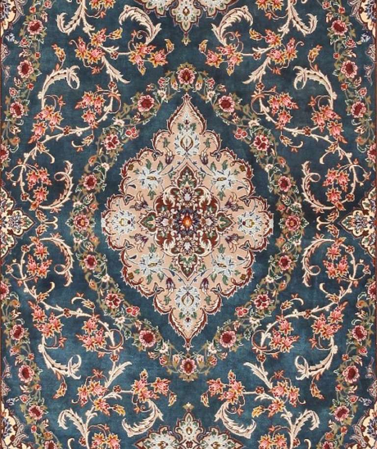 Islamic Vintage Persian Silk and Wool Esfahan Rug