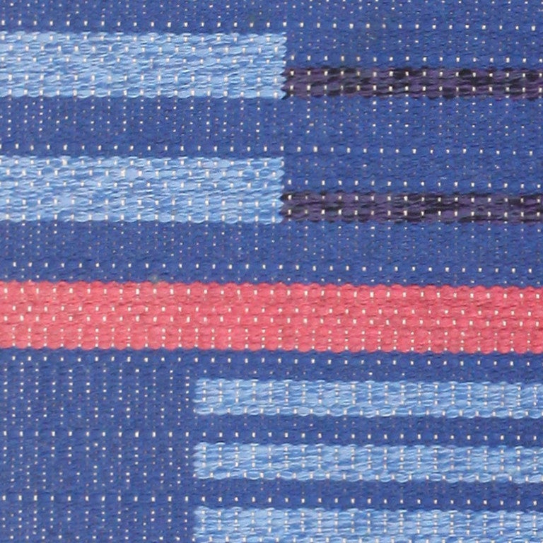 20th Century Vibrant Vintage Double-Sided Swedish Kilim 48199