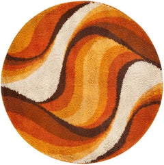 Tapis suédois déco vintage de Verner Panton. Taille : 4 pi 1 po x 4 pi 1 po