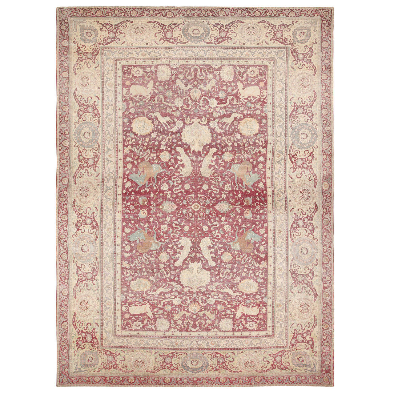 Elegant Antique Oversized Turkish Hereke Rug For Sale at 1stdibs
