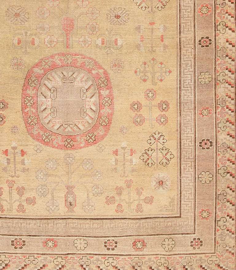 Tribal Antique Khotan Carpet From East Turkestan