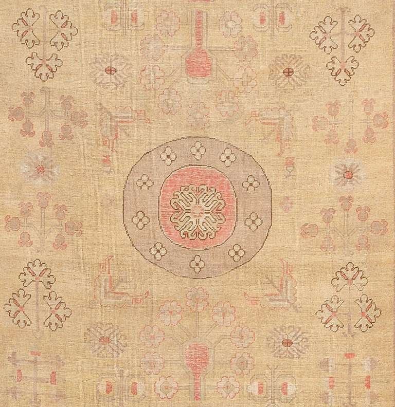 Turkmen Antique Khotan Carpet From East Turkestan