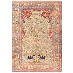 Antique Persian Mohtashem Kashan Carpet