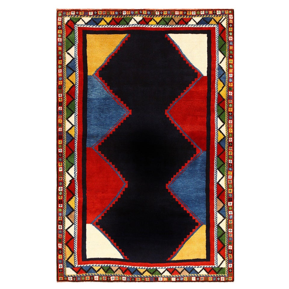 Colorblocked Vintage Persian Ghashgai Rug For Sale at 1stdibs