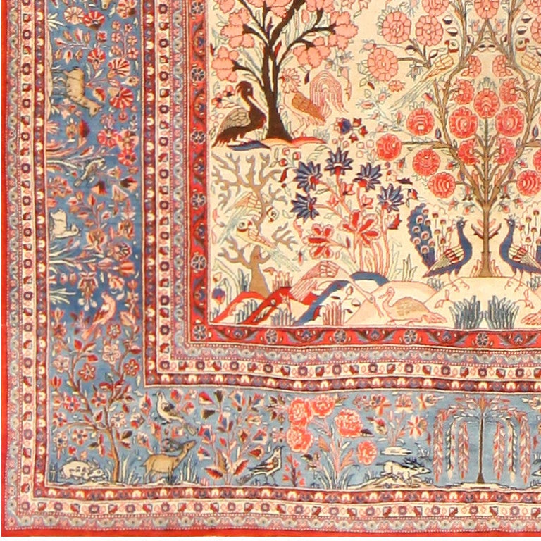 Gorgeous Antique Persian Kashan Dabir Rug In Excellent Condition In New York, NY