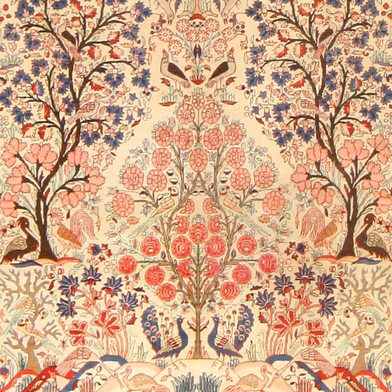 Wool Gorgeous Antique Persian Kashan Dabir Rug