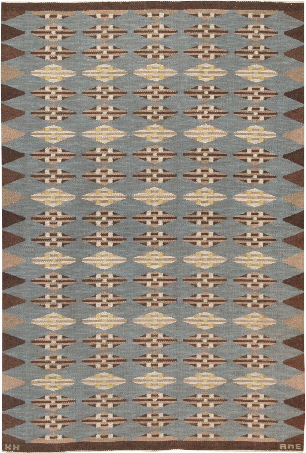 Midcentury Klockaregardens Hemslojd Scandinavian / Swedish Vintage Carpet 