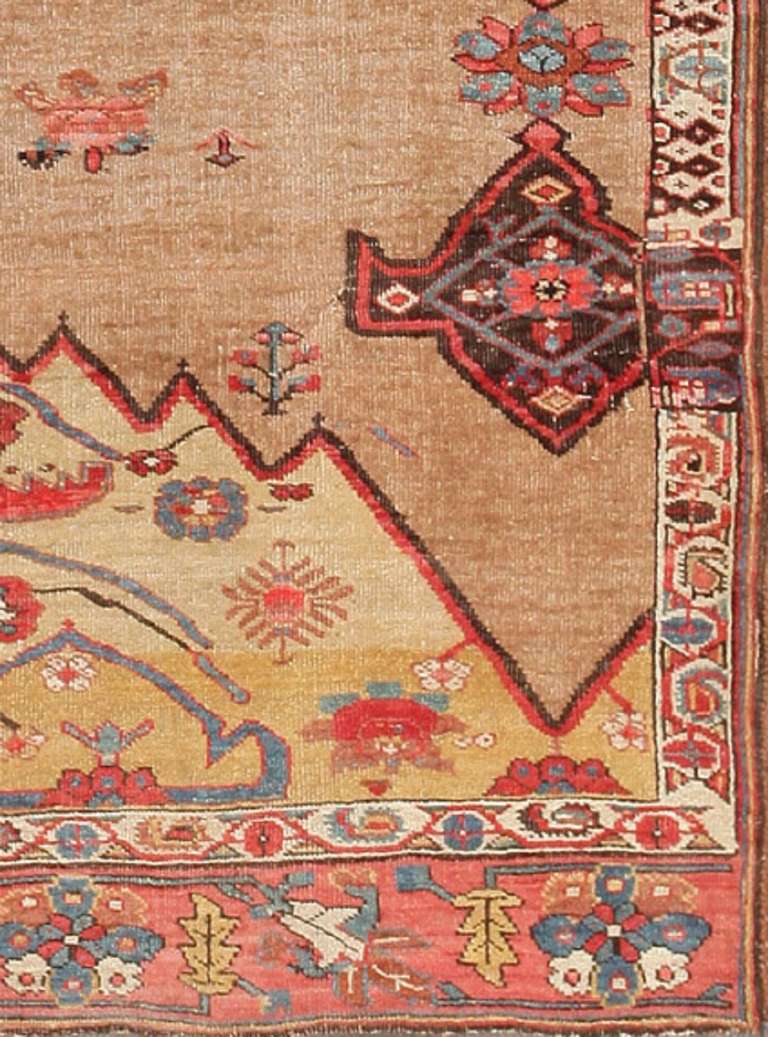 This antique Persian wagireh, or sampler, from the great weaving city of Bidjar is a splendid example of this fascinating and highly unique rug type that has captured the hearts of collectors and historians. This fine example showcases a striking