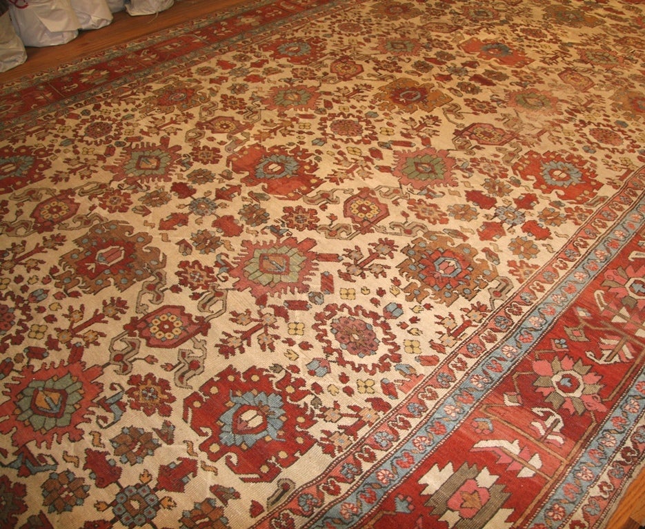 Antique Persian Bakshaish rug, among the larger oriental rugs made in Iran, Bakshaish (Bakhshaish or Bakhshaysh) rugs are in a class by themselves. In essence they adapt the style and feeling of the finest smaller village or tribal rugs to the scale