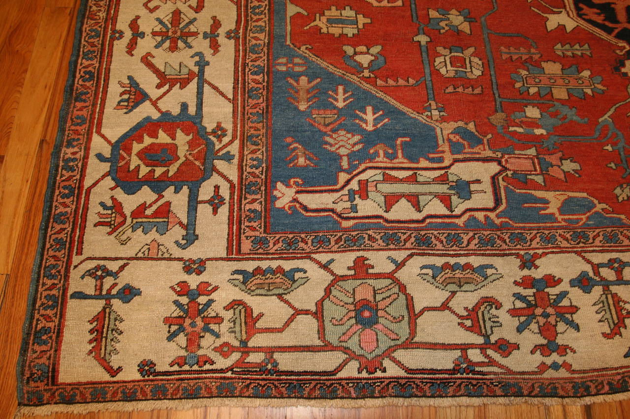 Wool Antique Persian Serapi Rug