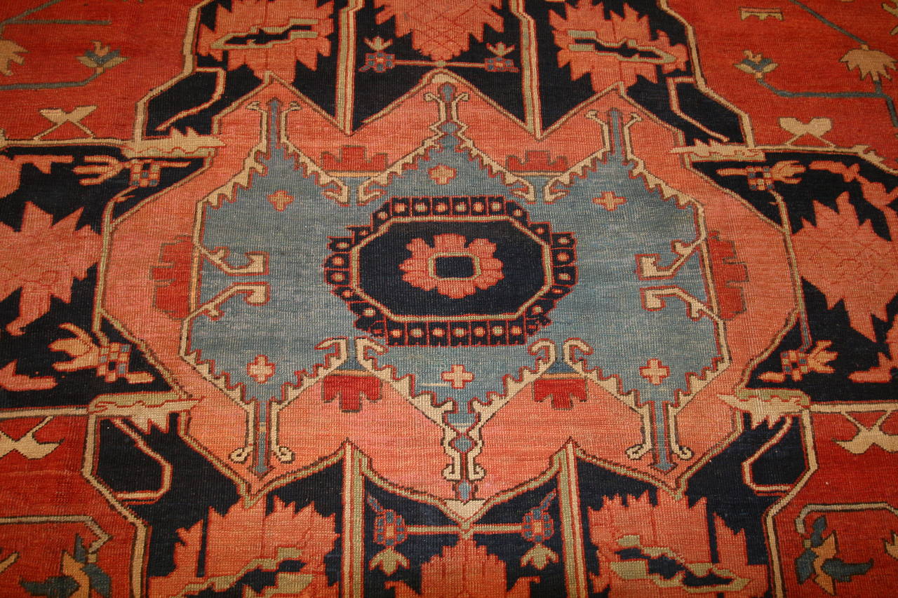 Hand-Knotted Antique Persian Serapi Rug