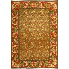 Green Background Antique Ukrainian Rug