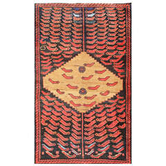 Antique Tribal Persian Malayer Rug with School of Fish