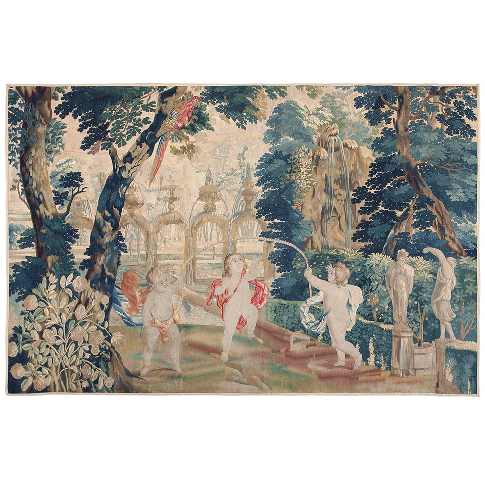 18th Century Flemish Tapestry Pastoral. Size: 10' 3" x 7' (3.12 m x 2.13 m)