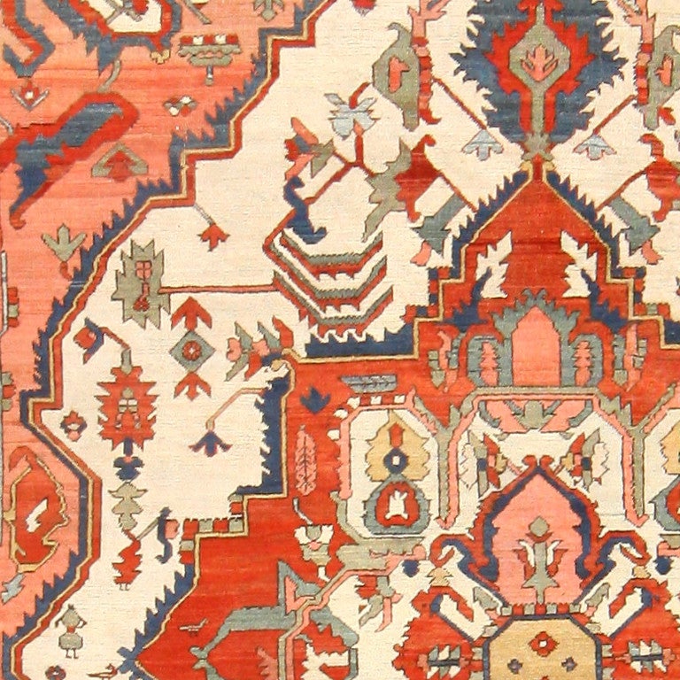 Wool Antique Persian Serapi Rug 48231
