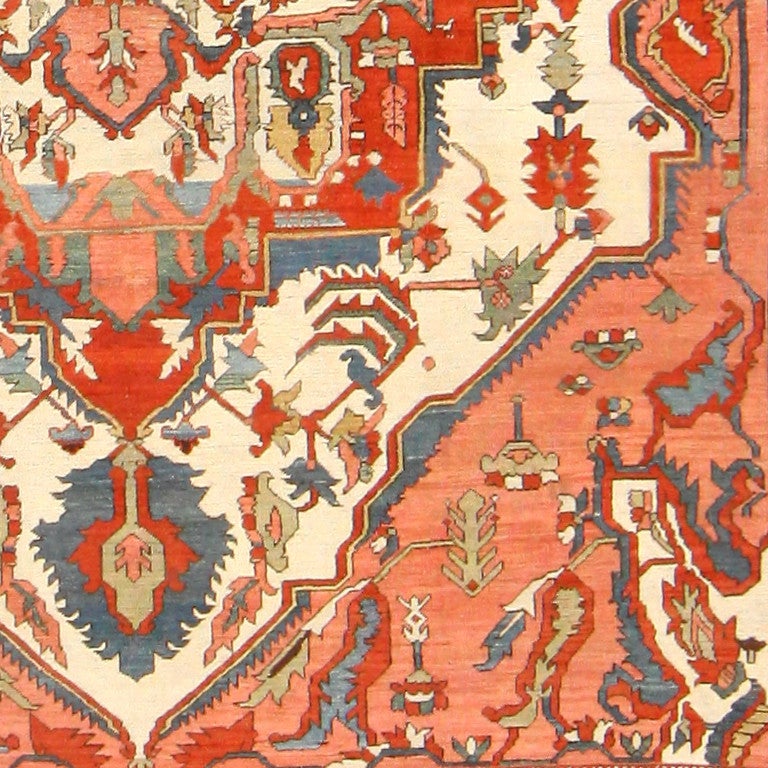 Serapi rugs belong to a family of regional Persian carpets produced in the Iranian province of Eastern Azerbaijan and the area surrounding Heriz. The village of Serab or Sarab where Serapi rugs are generally attributed is located south of the region