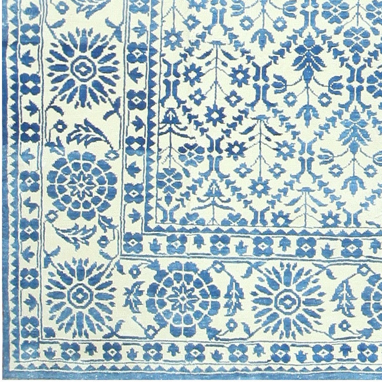 Gorgeous Blue Vintage Indian Agra Cotton Rug 1