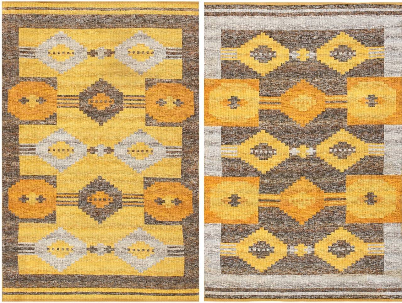 Vintage double-sided Swedish Kilim, origin: Sweden, circa mid-20th century. Size: 5 ft x 7 ft 8 in (1.52 m x 2.34 m)

Here is a lovely and intriguing vintage rug a vintage double-sided Kilim that was woven in Sweden during the middle years of the