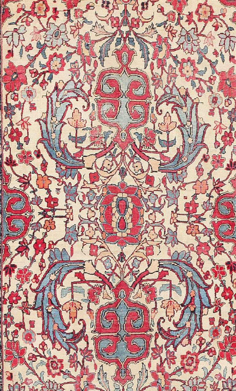 - A stunning example of Persian culture and art manifest as a rug, this Kerman exhibits artistry that is both complex and elemental. Its palette ranges from vivid reds to the dark of midnight, and the subjects captured in its weave are remarkable in