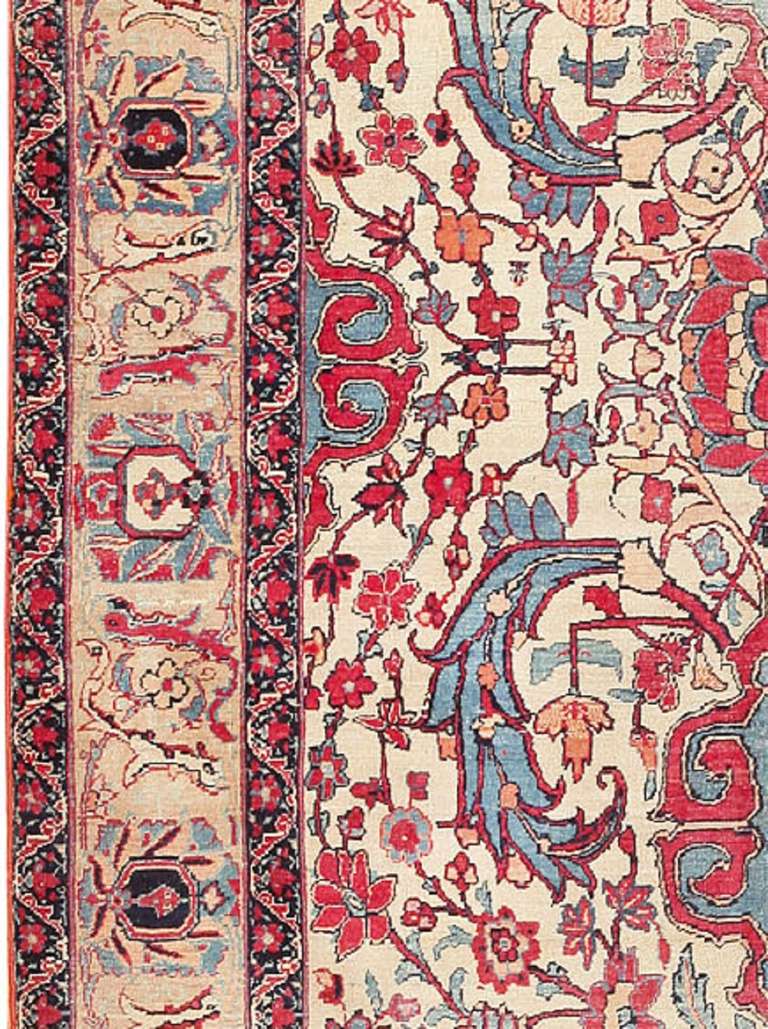 Hand-Knotted Antique Persian Kerman Rug