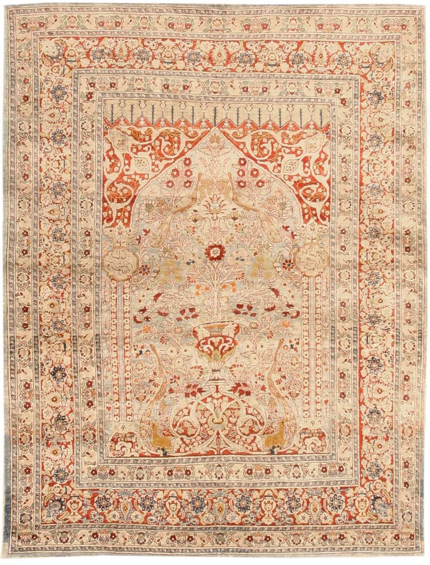 Antique Silk Tabriz Persian Rug