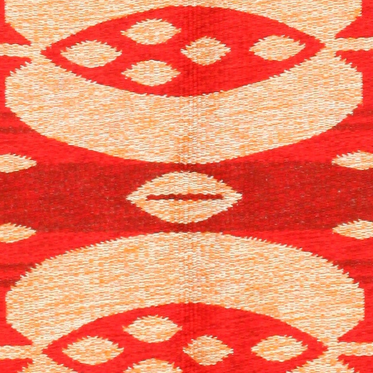 Hand-Woven Vintage Double-Sided Swedish Kilim. Size: 5 ft 9 in x 9 ft 6 in (1.75 m x 2.9 m)