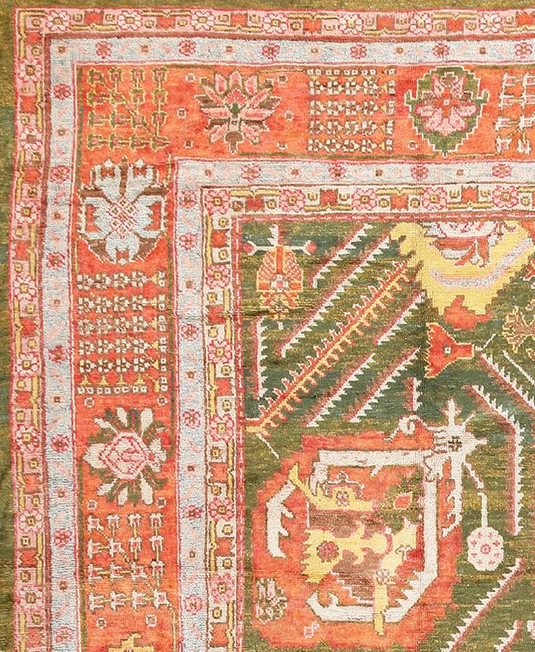 Hand-Knotted Vintage Turkish Oushak Carpet