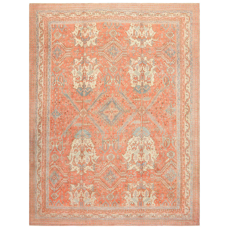 Large Antique Turkish Oushak Rug For Sale at 1stdibs