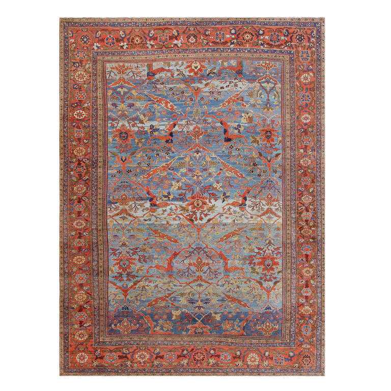 Antique Light Blue Persian Sultanabad Carpet For Sale at 1stdibs