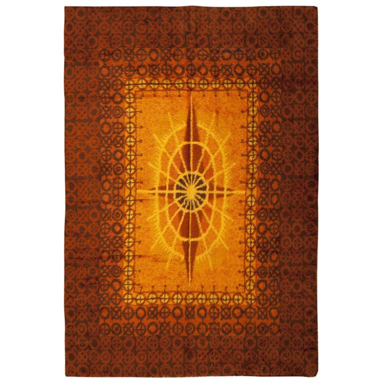 Vintage Rya Rug For Sale at 1stdibs