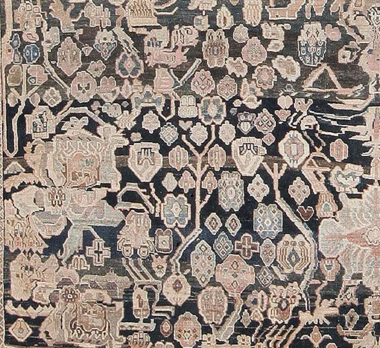 Hand-Knotted Antique Persian Bakhtiari Carpet