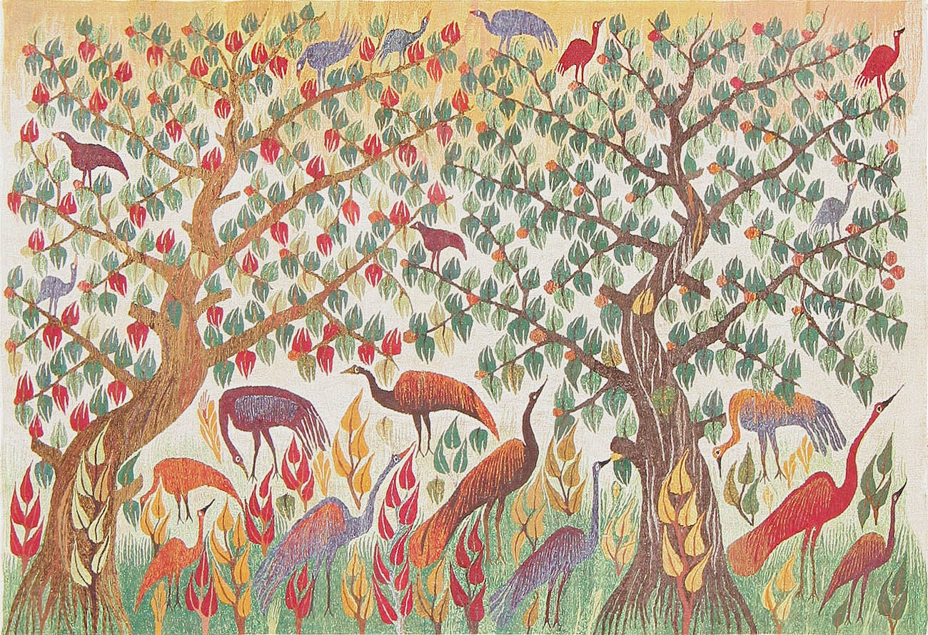 Vintage Swedish Tapestry Tree of Life