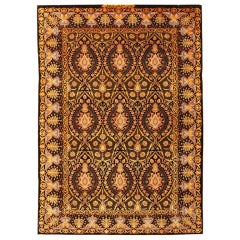 Antique Silk and Wool Esfahan Persian Rug