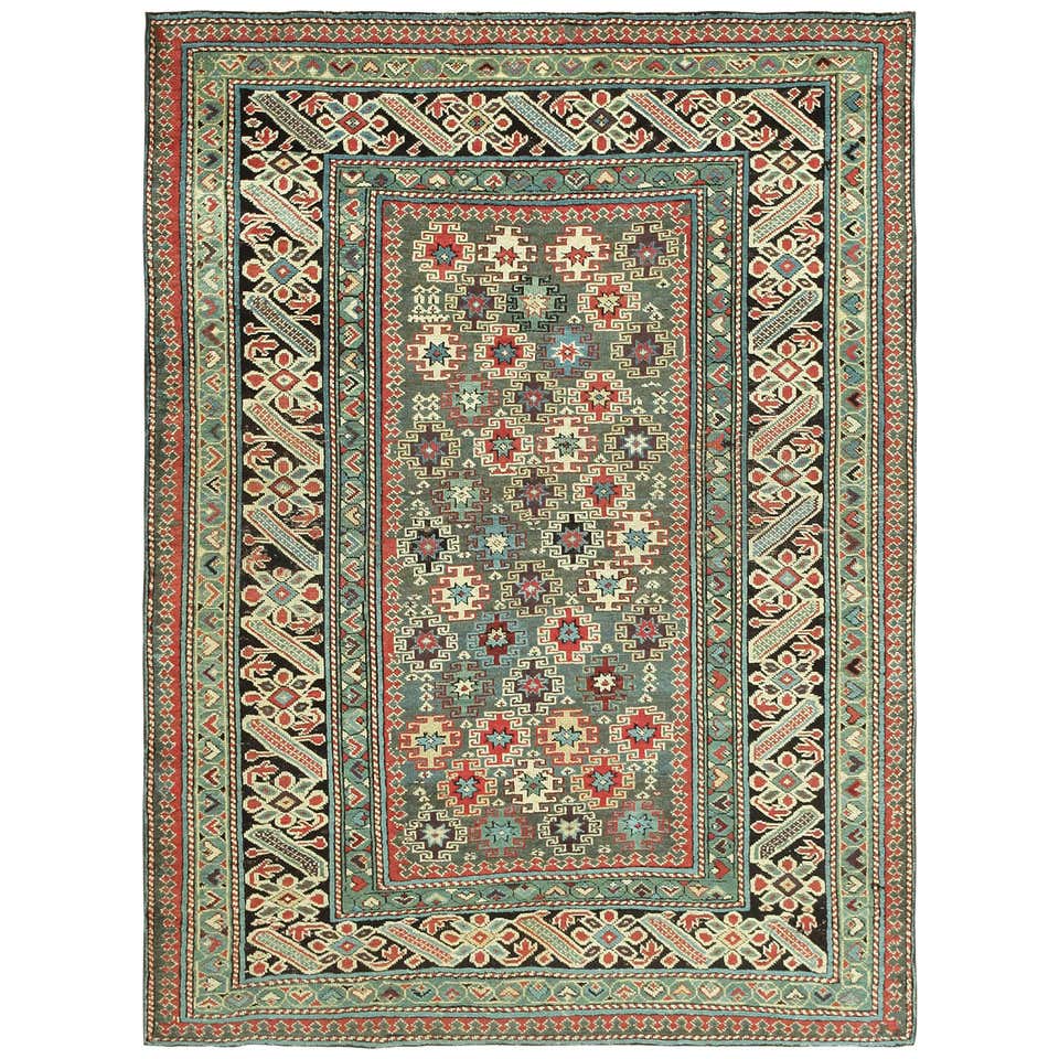 Rare Green Background Antique Caucasian Chi Chi Rug at 1stDibs